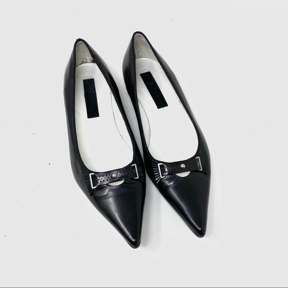 Marc Jacobs black pointy toe leather flats 8.5 A7 - Picture 1 of 9